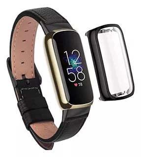 Elegant Slim Leather Compatible For Fitbit Luxe Watch B...