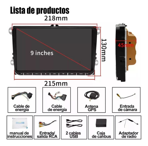 Estéreo Android 14 6+256 GB Bora Golf Jetta Mk6 9 pulgadas Y Carplay