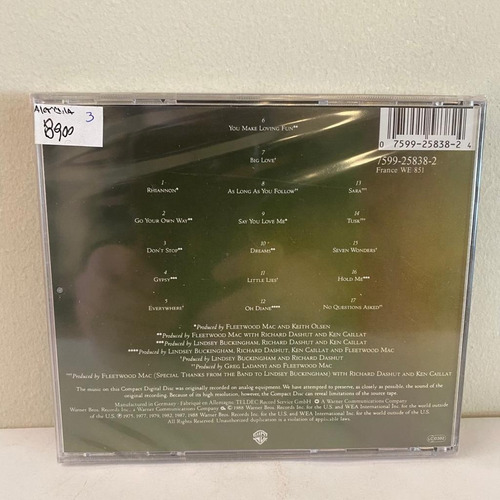 Fleetwood Mac Greatest Hits Cd Eu Nuevo
