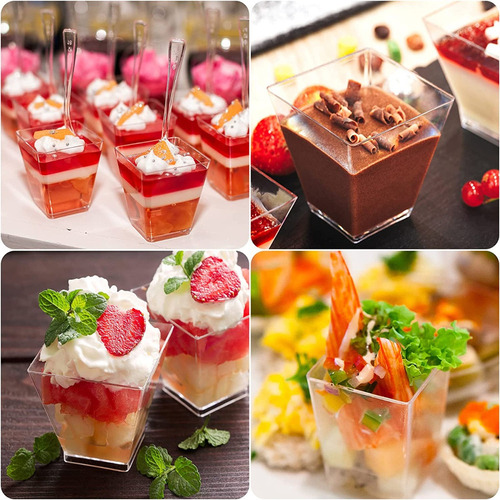 Mini Vasos Postres Mesa Snacks Exibicion 100pz Cuchara 5.4oz