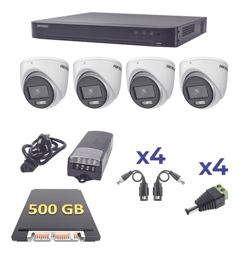 Kit Video Vigilancia Colorvu Dvr 4ch 2mp + 4 Cámaras Eyeball