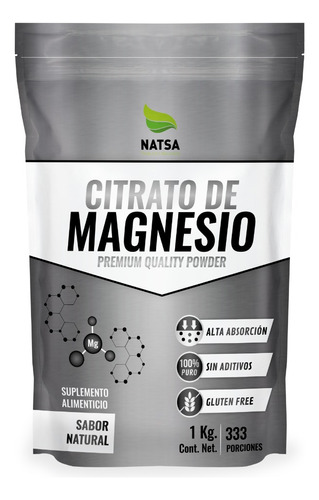 Citrato De Magnesio, Grado Alimenticio 1 Kg Sabor Natural