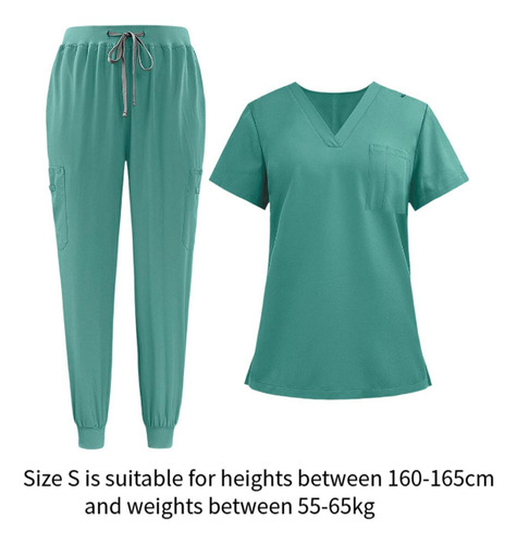 Conjunto De Uniforme Exfoliante Para Mujer, Cuello Verde S