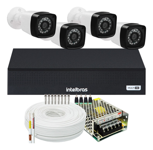 Kit Cftv 4 Cameras Full 1080p Dvr Intelbras Sem Hd Mhdx 1008