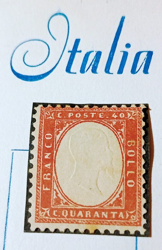 Estampilla Reino De Italia 1862 Yt.4-40 Cent. Rouge Nueva