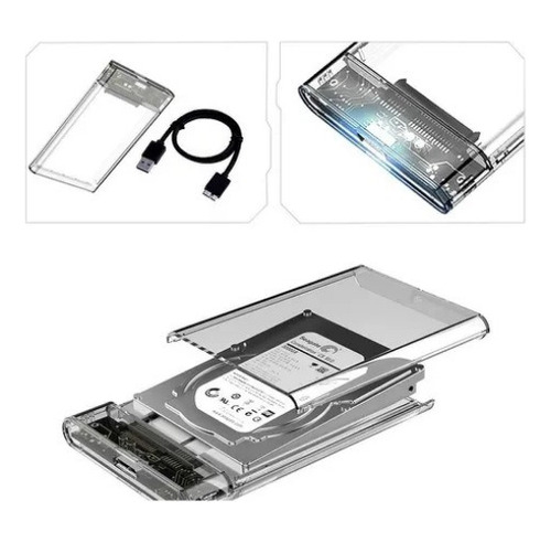 Case Usb 3.0 Transparente Para Disco Duro 2.5 Sata Hdd Ssd