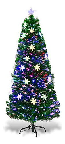 5ft Fiber Optic Artificial Christmas Tree, Pre-lit Xmas...