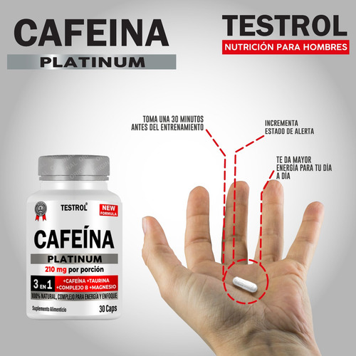 Cafeina Platinum Testrol 30 Capsulas Sabor Sin sabor