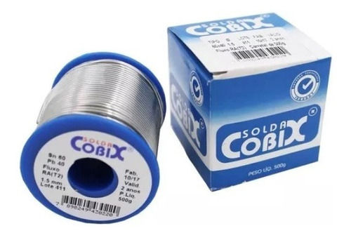 Fio De Solda Estanho Eletrônica 1.5 Mm Rolo 500g Cobix 60x40