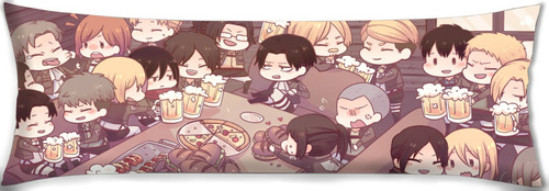 Cojin Almohada Arte Personaje Chibi Attack On Titan 35x100cm