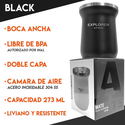Imagen 2 de 10 de Termo Acero Inoxidable Explorer 1 Litro 24hs + Mate Térmico