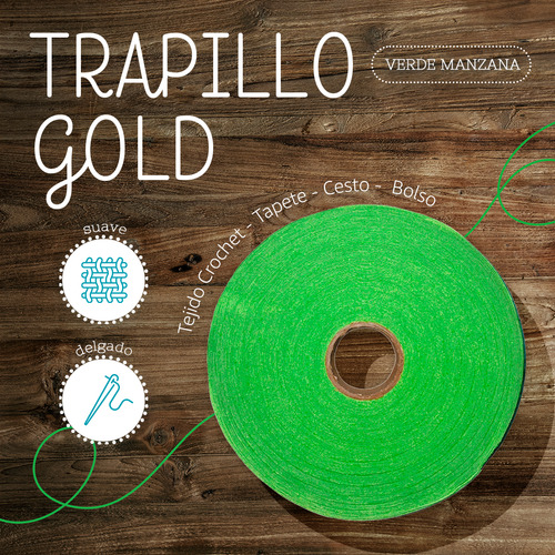 Trapillo 3cm Grosor Verdemanzana Tejido Crochet Hogar Tapete