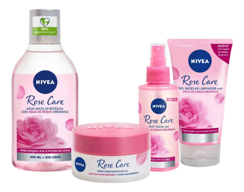 Kit X4 Rutina Diaria Facial Nivea Rose Care