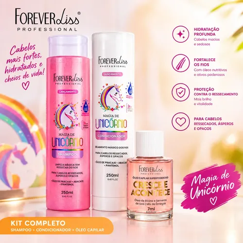 Kit Magia De Unicórnio Shampoo / Condicionador 250ml + Óleo