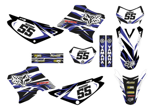 Kit Adesivo Moto Cross Trilha Yh Xtz 125 Azul Lm320