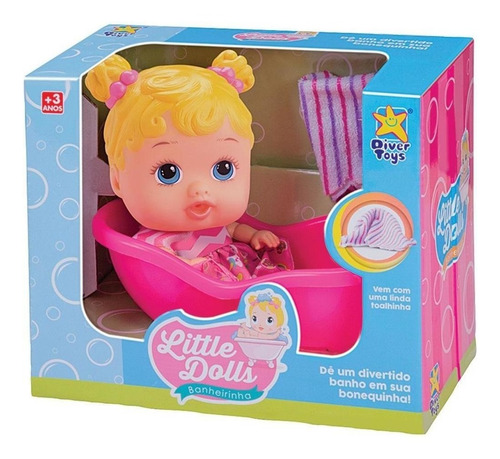 Imagen 4 de 4 de Little Dolls Bebé Bañadera/Rubia Divertoys 8022