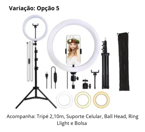 Ring Light Led 12 Polegadas 30cm + Tripé 210cm Com Bolsa