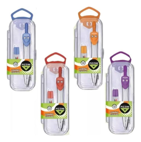 Compas Pizzini Metálico En Cajita Acrilica Colores Color Pk133 En Cajita