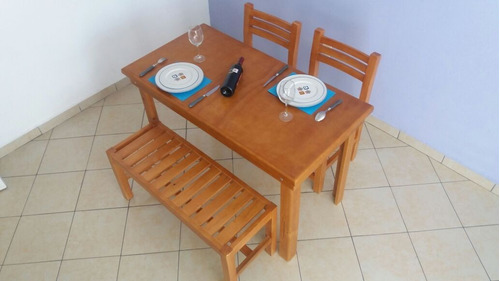 Comedor 4 Personas Con Banca Avellana-