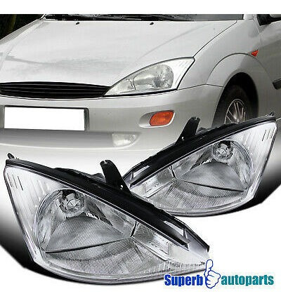 Fits 2000-2004 Ford Focus Assembly Headlights Lamps Pair Spa