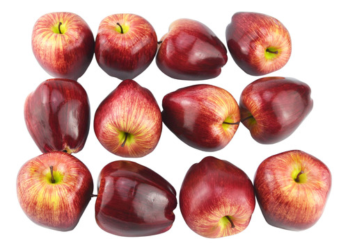 Jedfore Juego De 12 Manzanas Artificiales De Color Rojo Oscu