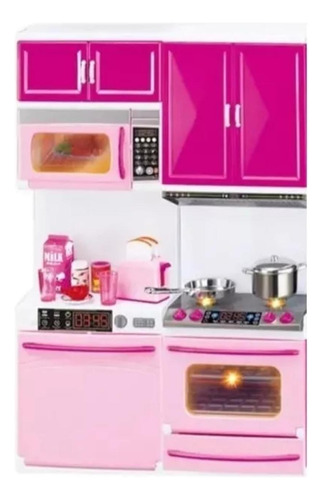 Set De Cocina Con Luces Sonidos Accesorios Para Barbie Full