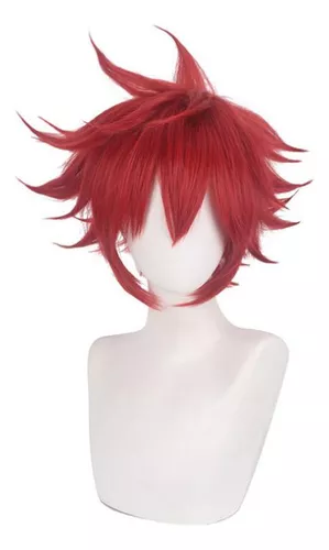 Peruca Anime Sk8 The Infinity Reki Cosplay Cabelo Vermelho Masculino