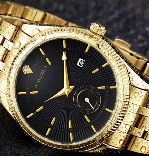 Relógio De Luxo Dourado Frete Grátis + Brinde Surpresa