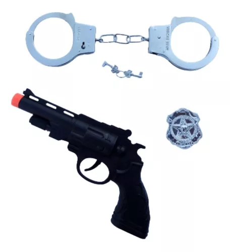 Arma Brinquedo Pistola Revolver 38 Com Distintivo Policial