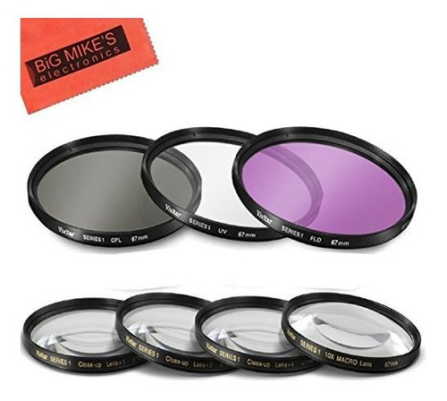 Set De Filtros De 67mm 7pc Para Nikon D5600 D7500 Con Afs Dx