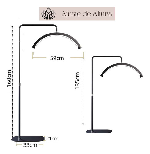 Luminária Led Ring Light Extensão Cílios Lash Meia Lua