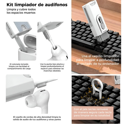 Kit Limpieza Cepillo Compacto - Teclado, Celular, Audifonos
