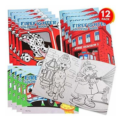 Libros Para Colorear De Bombero, Paquete De 12-8 Follet...