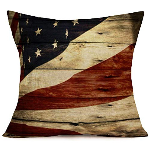 Funda De Almohada Bandera Americana Vintage 18 X18 , De...