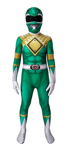 Disfraz De Power Ranger Verde Con Máscara Separada Talla Xl