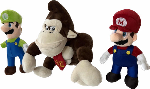 Peluches De Donkey Kong Más 1 Luigi Más 1 Mario Set 3 Piezas
