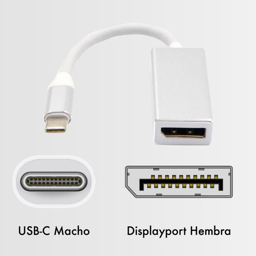 Imagen 4 de 10 de Adaptador Usb C A Displayport Computadora Celular 4k Ultrahd