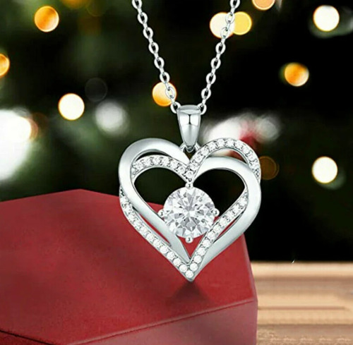 Imagen 4 de 5 de Cadena Acero Quirurgico Corazon Color Plata Colgante Collar