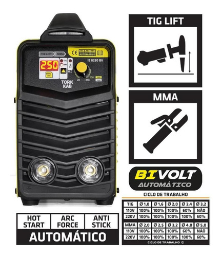 Máquina De Solda Inversora Kab250 Bivolt Ie-8250 Super Tork