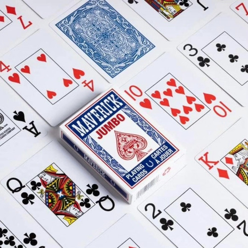 2 Barajas Poker Maverick Jumbo Index Cartas Azul Y Rojo