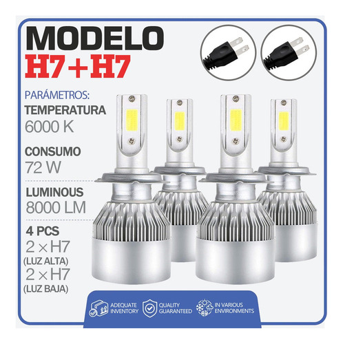 Cd: Kit Faros Delanteros Led Luz Alta Y Luz Baja Para Kia