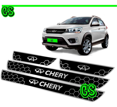 Sticker Cubre Zocalos Cromado Protector Chery Full Black