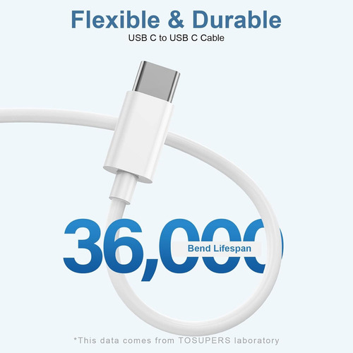 Cable Cargador Usb C 1mt Carga Rápida Para iPhone 15 Series