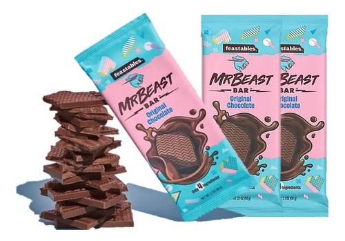 (3 Pack) Mr Beast Feastables Chocolate Original 60g C/u