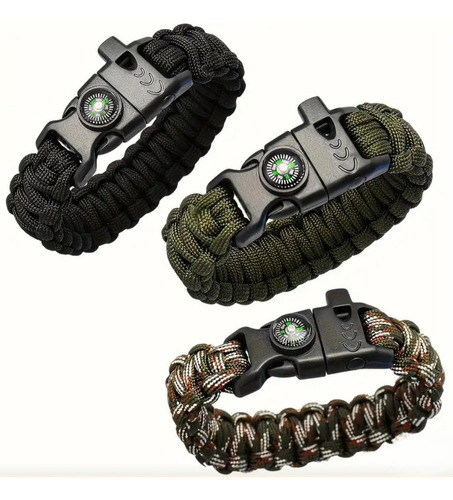 Pulsera De Paracord De Supervivencia Con Silbato Y Brújula