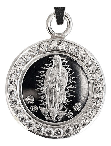 Dije Medalla Virgen De Guadalupe En Plata Pura 999 Con Zirco