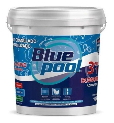 Balde Cloro Piscina Blue Pool Economic 3 Em 1 C/10kg Fluidra