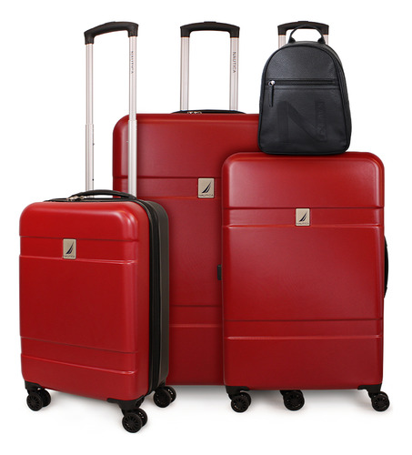 Set Nautica 3 Maletas Bora Roja S+m+l + Mochila Malik