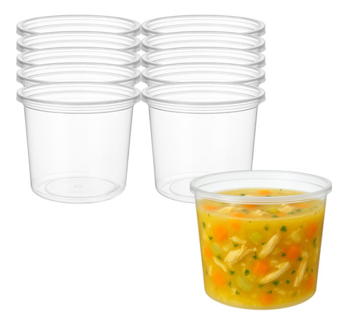 Set 10 Envases Sopa Plastico 16oz 473ml Envase Desechable