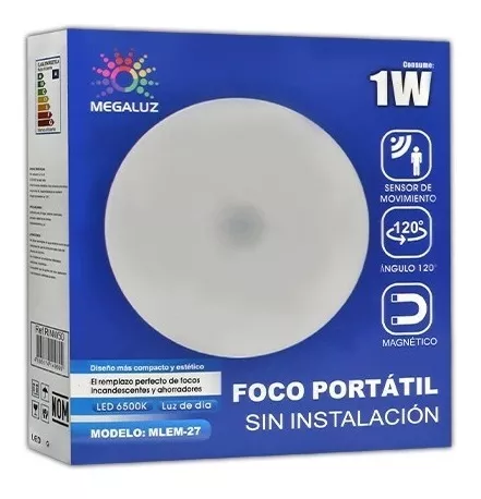 Foco LED Portátil 1w Recargable Magnético MEGALUZ MLEM-27